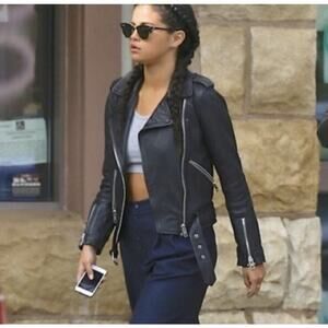 All Saints Leather Jacket Belfran Biker Chocolate Brown Size 0